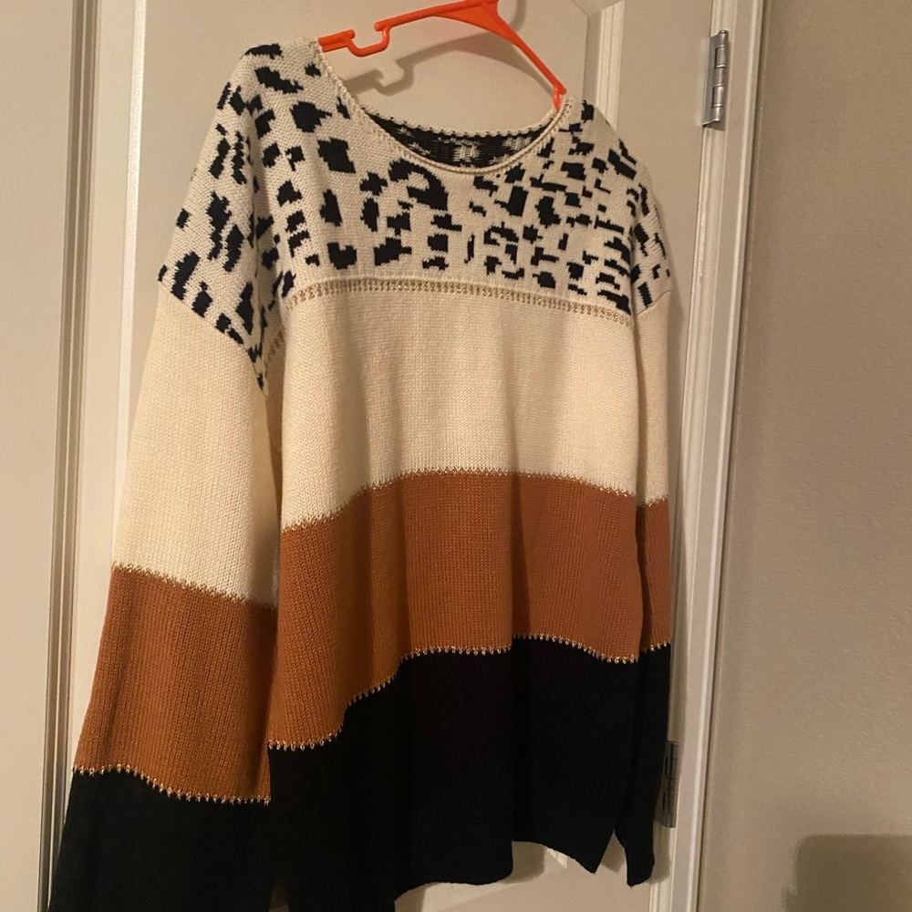 BRAND NEW, SHEIN leopard, cream and rust sweater